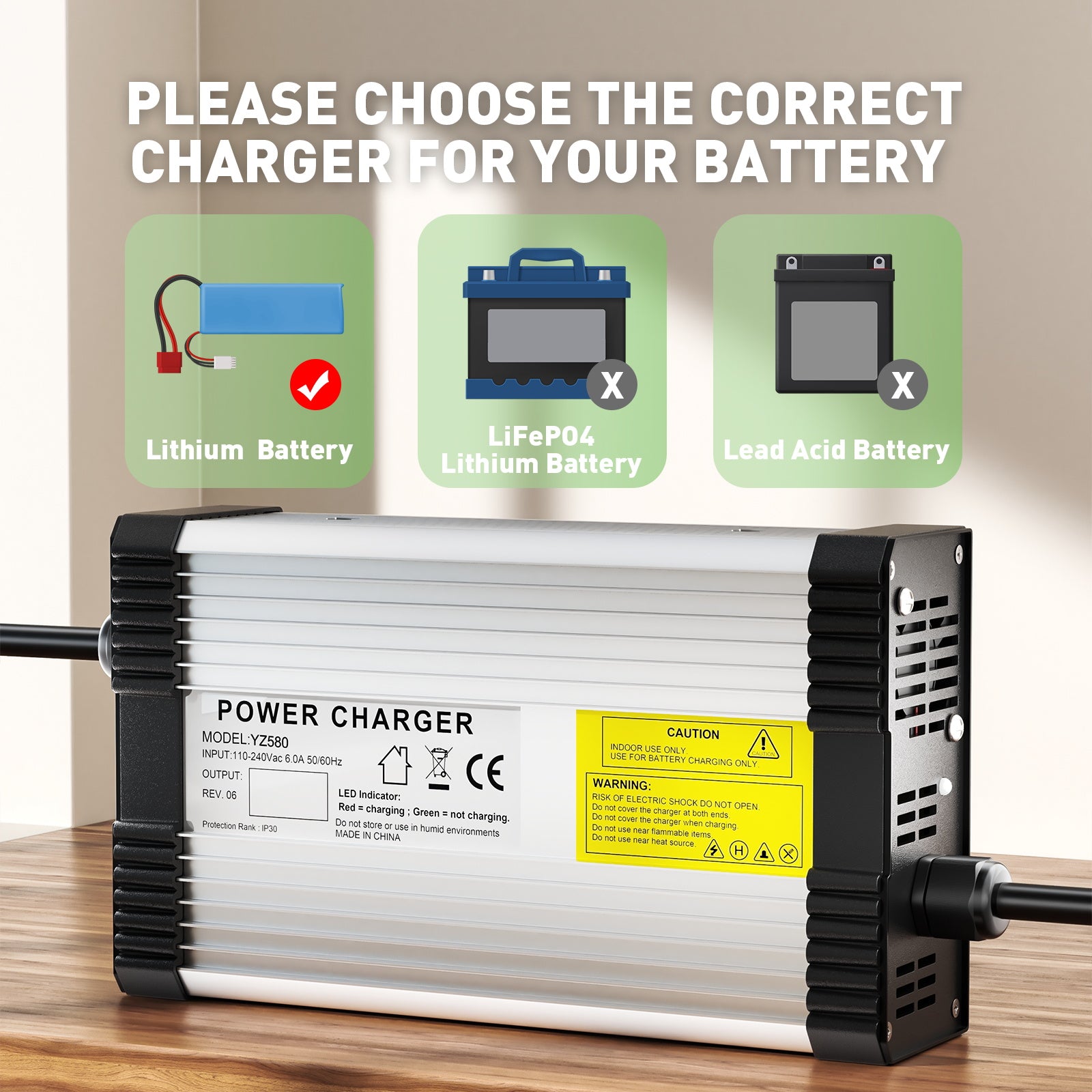 NOEIFEVO 42V 10A Lithium-batterilader til 10S 36V 37V lithium-batteri, med kølefaner, automatisk slukning.