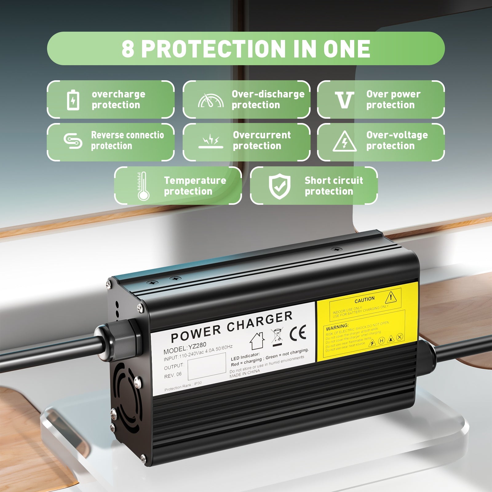 NOEIFEVO 14.6V 12A  LiFePO4-Batterieladegerät für 12V 12.8V 4S  LiFePO4 Batterie, E-Bike Roller Elektrisches Gerät Motorrad Ladegerät.