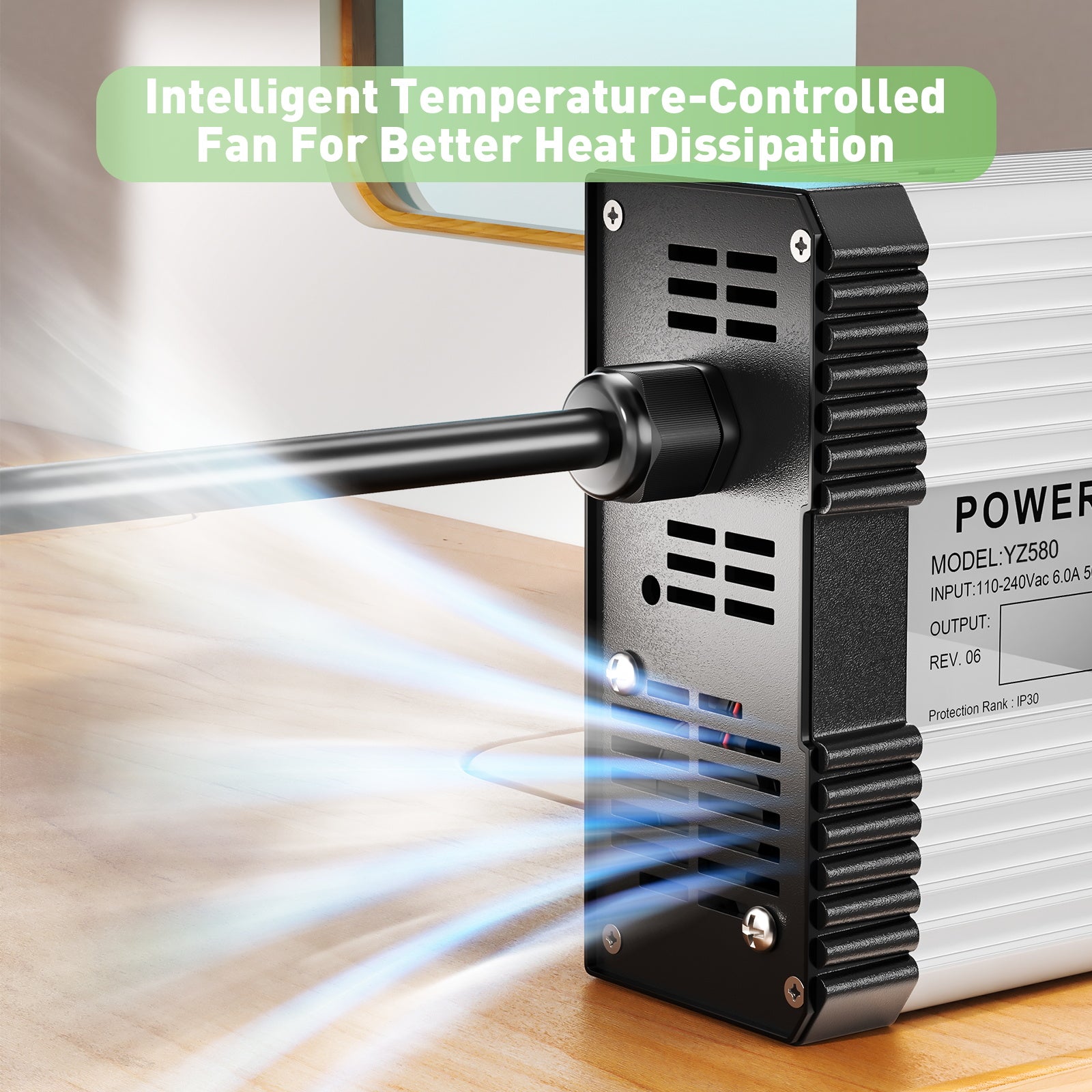 NOEIFEVO 27.6V-29.4V 14A Bly-syrabatteriladdare för 24V bly-syrabatteri, med kylfläkt, automatisk avstängning.