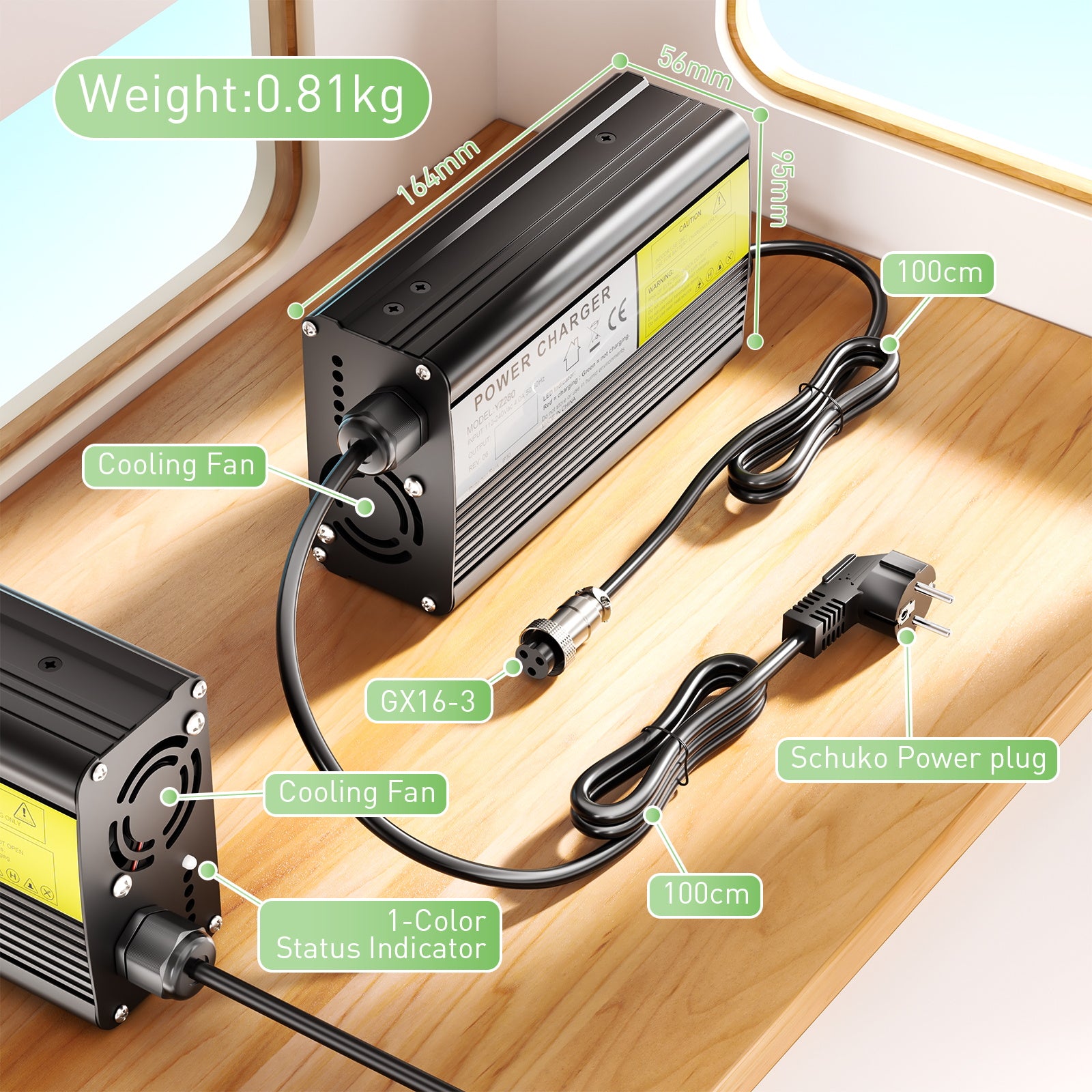 NOEIFEVO 54.6V 4A Lithium-Batterieladegerät für 48.1V 48V 13S Batterie, E-Bike Roller Elektrisches Gerät Motorrad Ladegerät.