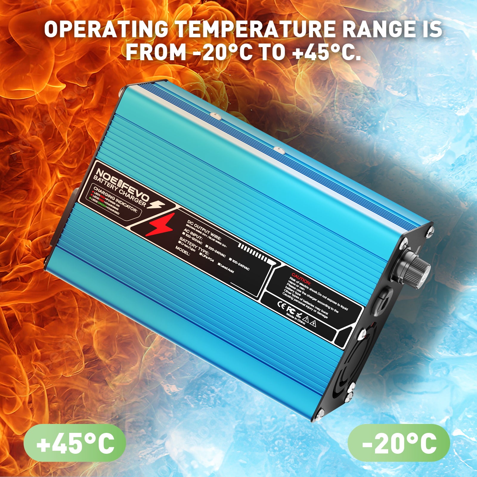 NOEIFEVO 33,6V 10A Lithium-Batterieladegerät für 29,6V 8S-Batterie, automatische Abschaltung, Aluminiumgehäuse, mit Lüfter