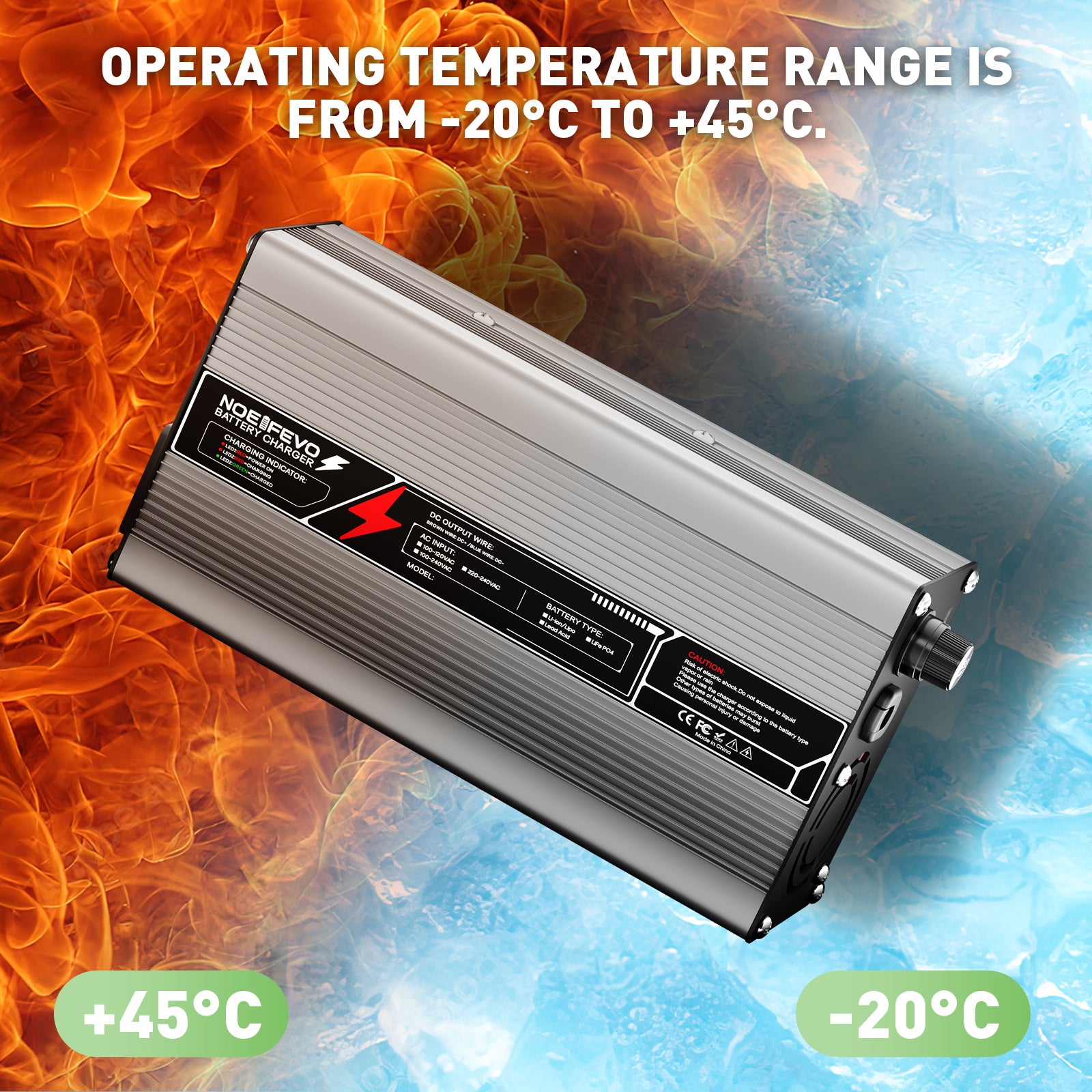 NOEIFEVO 29,2V 15A LiFePO4 batterilader til 24V (25,6V) 4S batteri, automatisk slukning, aluminiumhus, med blæser (sølv)