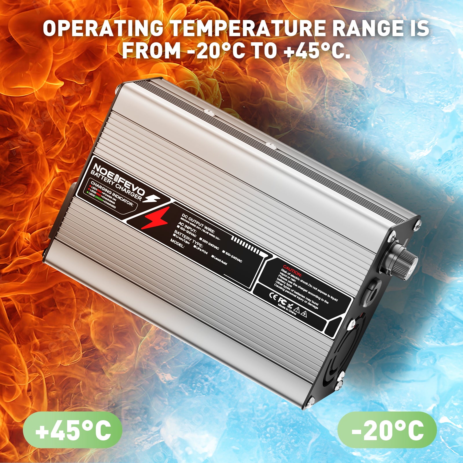 NOEIFEVO 41.4V-44.1V 4A  Blei-Säure-Batterieladegerät für 36V Blei-Säure Batterie, Kühlventilator, automatischer Abschaltung