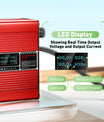 NOEIFEVO 14.6V 10A LiFePO4 Batterie-Ladegerät für 4S 12V 12.8V LiFePO4 Batterie, mit LCD-Anzeige, Kühlventilator, automatischer Abschaltung(RED)