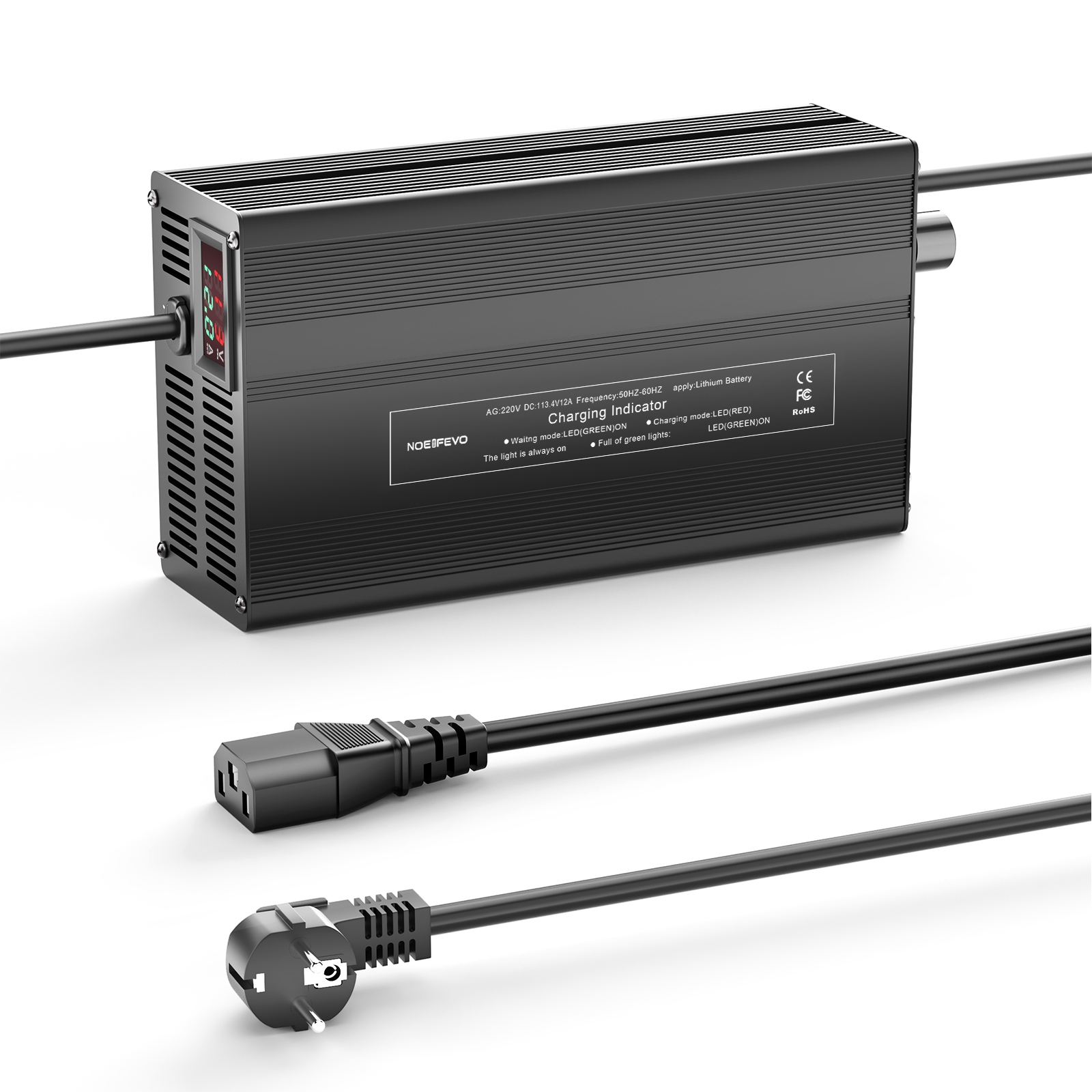 NOEIFEVO 113,4V 1A-12A Lithium-batterilader til 99,9V (96V) 27S Lithium-Li-Ion-Lipo-batteri, LCD-skærm, justerbar strøm