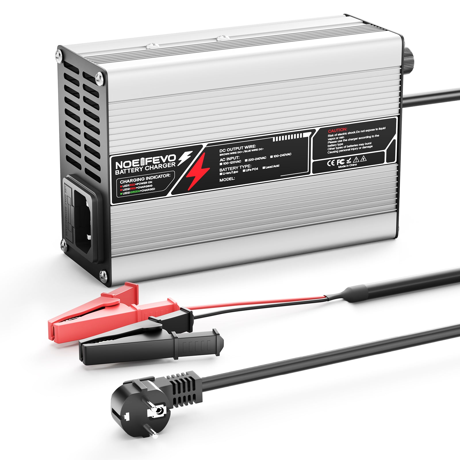 NOEIFEVO 41.4V-44.1V 2A 3A 3.5A 4A  Blei-Säure-Batterieladegerät für 36V Blei-Säure Batterie, Kühlventilator, automatischer Abschaltung