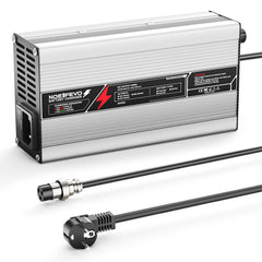 NOEIFEVO 58,8V 8A Lithium-Batterieladegerät für 51,8V(48V) 14S-Batterie, automatische Abschaltung, Aluminiumgehäuse, mit Lüfter (Silber)