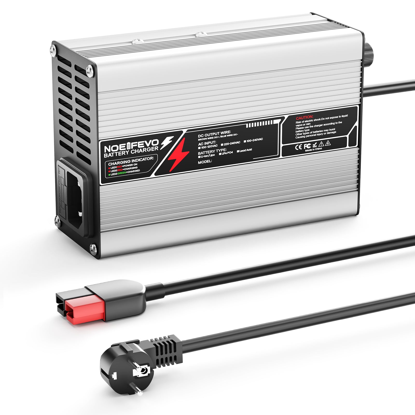 NOEIFEVO 41.4V-44.1V 2A 3A 3.5A 4A  Blei-Säure-Batterieladegerät für 36V Blei-Säure Batterie, Kühlventilator, automatischer Abschaltung