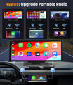 NOEIFEVO 10,26 palcový Carplay displej pro automobily s bezdrátovým Carplay, Android Auto, MirrorLink, 1080P IPS dotykový displej, přenosné rádio, podporuje Bluetooth/hands-free hlasové ovládání/GPS/Siri/FM přenos/Aux/TF kartu.