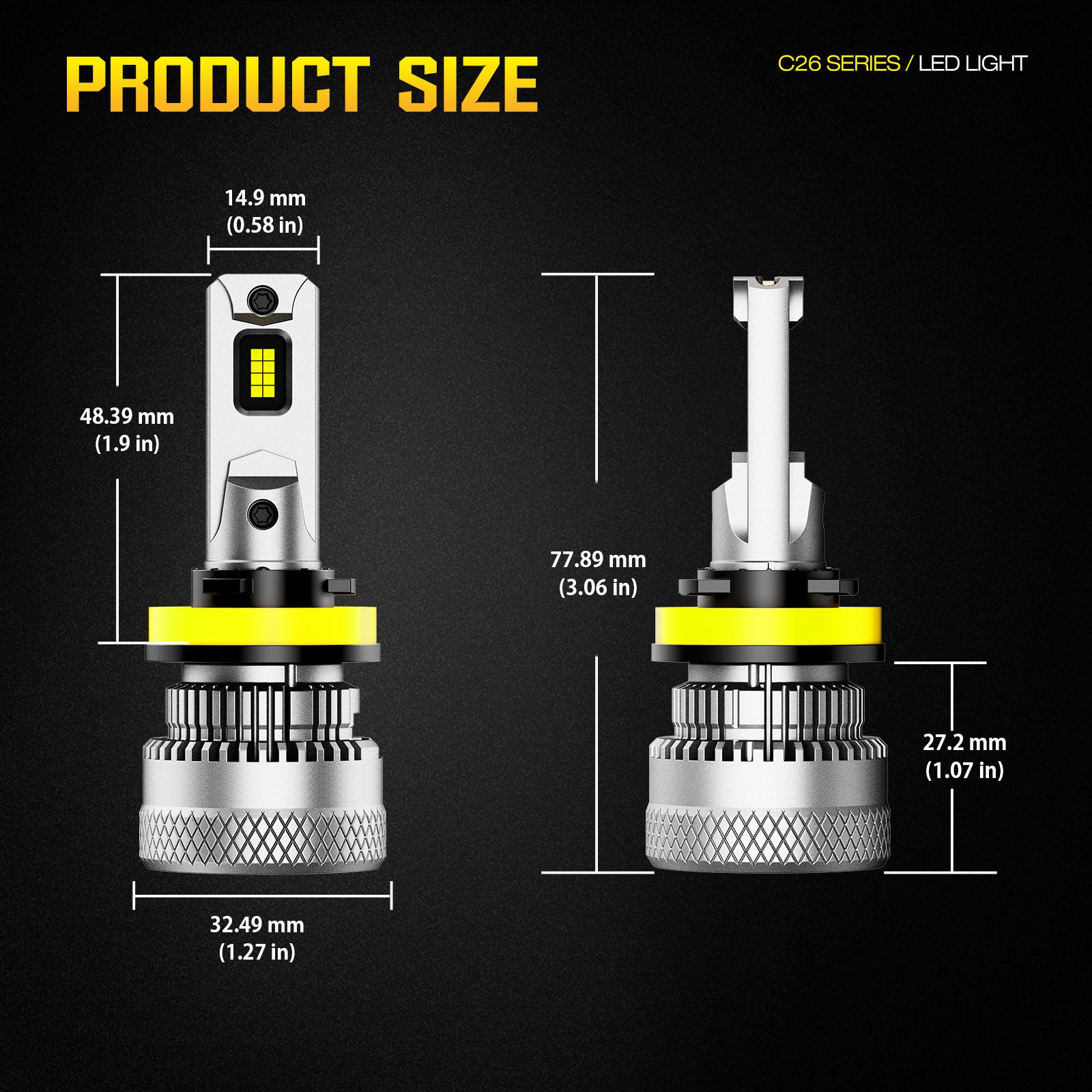 NOEIFEVO H11 Auto Scheinwerferlampe, 40.000 Lumen, 200W, 6500K Weiß, IP68 Wasserdicht, 100.000 Stunden Lebensdauer, Abblend- und Fernlicht