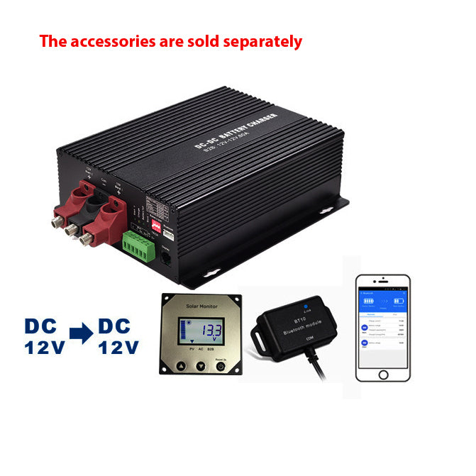 NOEIFEVO 12V 60A DC-DC batteriladdare Booster för husbil, husbil och båt, för LiFePO4 litium blysyra AGM GEL batterier, stöder Bluetooth