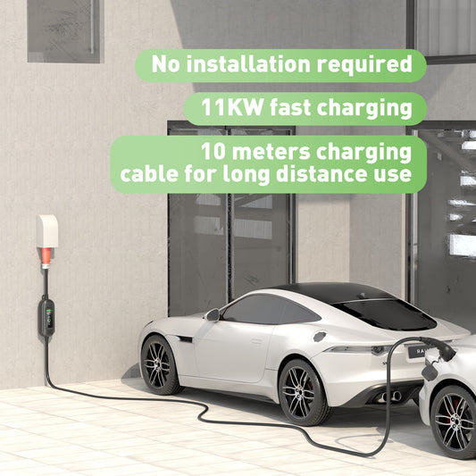 Noeifevo 11KW Type 2 EV Charging Station, 16A 3 Phase Electric Vehicles Charger , CEE 16A Mobile EVSE Wallbox with 10Meters Cable