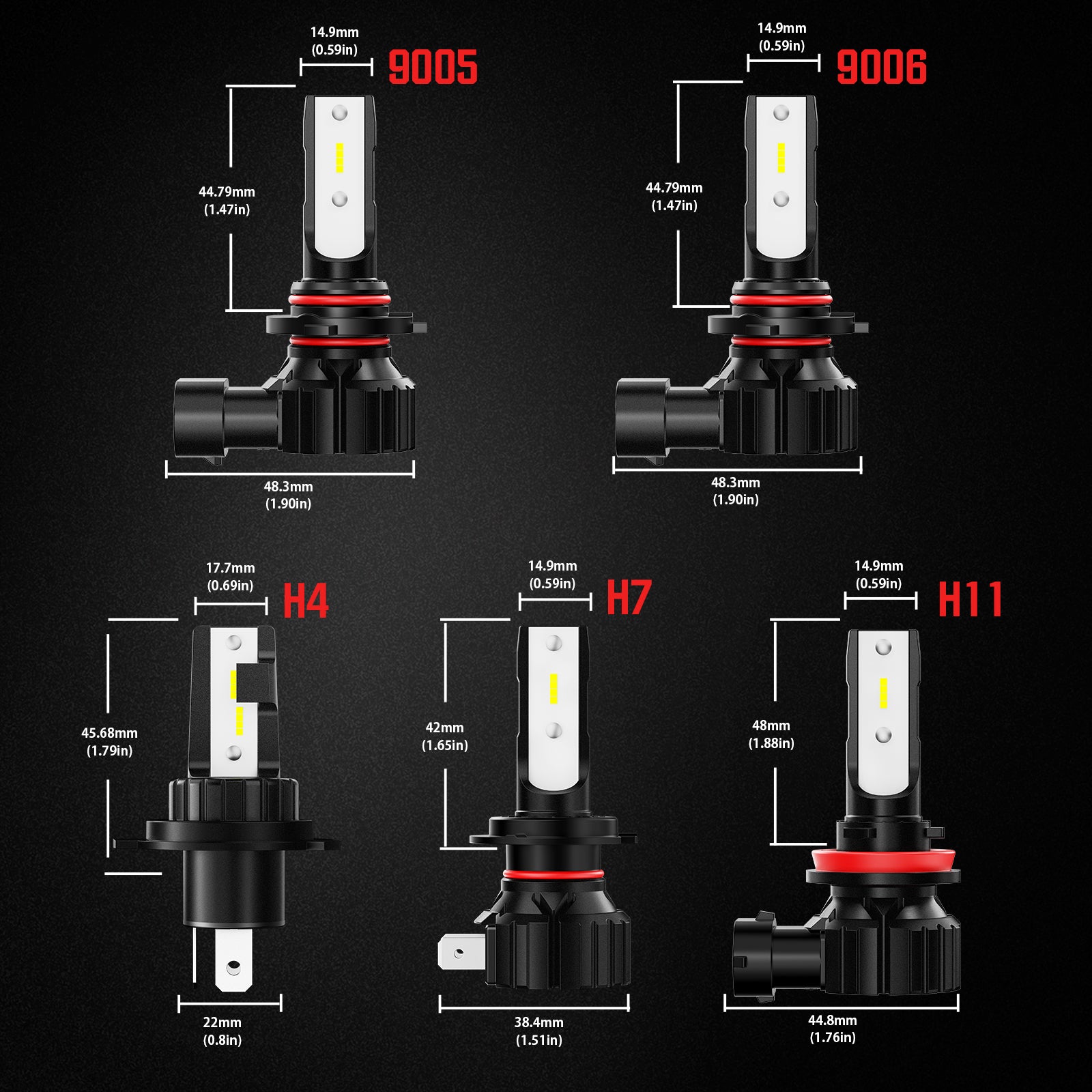 NOEIFEVO H7 H11 H4 9005 9006 Auto Koplamp Gloeilamp, 50W 10000 Lumen, 6500K Wit, 50.000 Uren Levensduur, Dimlicht en Hoogbeam