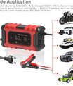 NOEIFEVO 6A bilbatteriladdare, 12V smart, helt automatisk bilbatteriladdare med temperaturkompensation för bil, lastbil, motorcykel, gräsklippare, båt, marina batterier